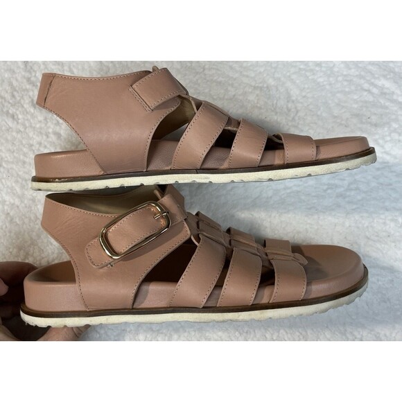 Anthropologie Sandals Womens EU 37 US 7 Fisherman Pink Buckle Shoe Boho Comfort - Picture 4 of 7